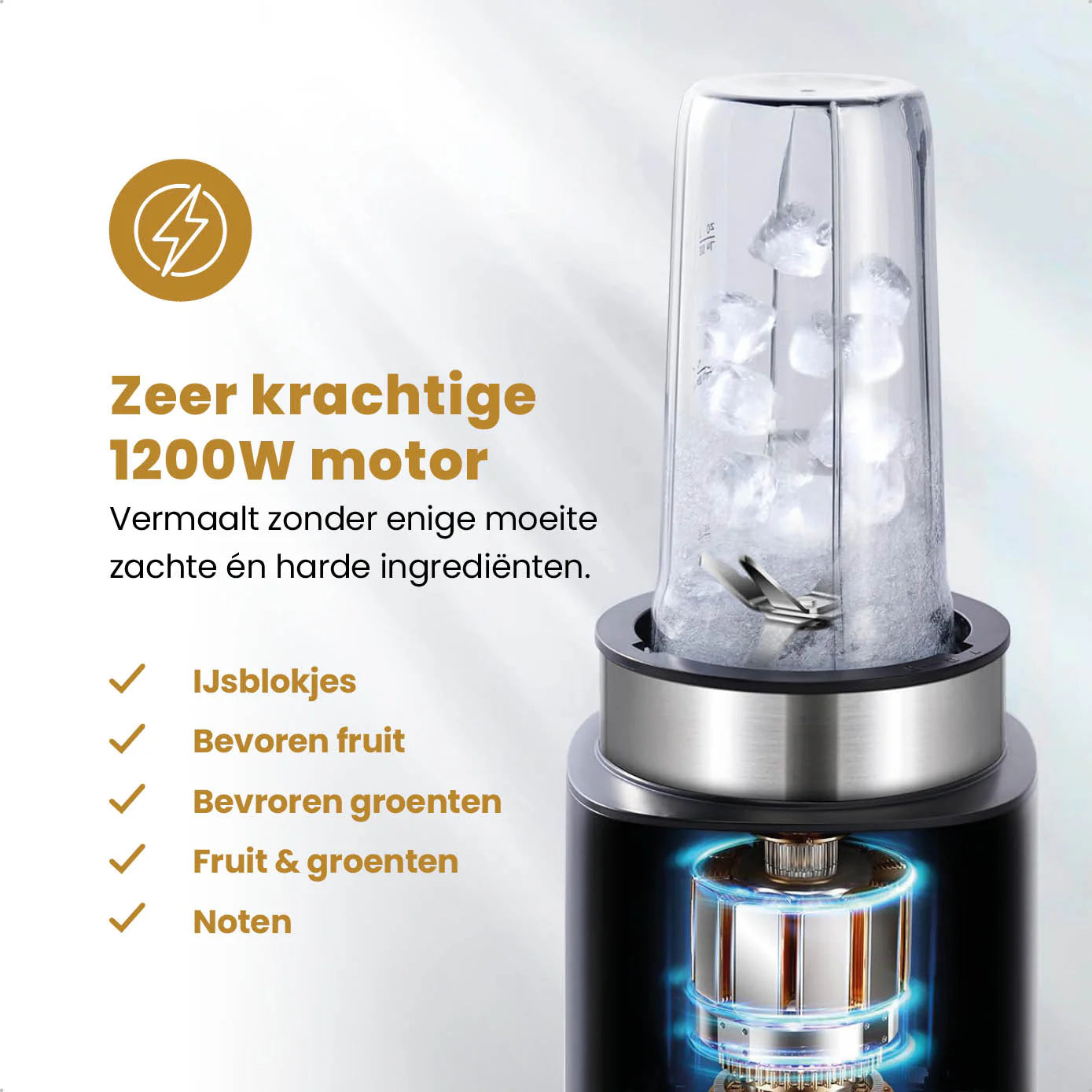 Smoothie Blender To Go Met 2 Lekvrije Bekers 700ML - 1200 Watt 4 Standen Zwart - Kitchen Royal®